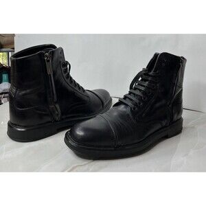 salvatore ferragamo mens shoes Boots Sz 7 D Black Leather Zipper Lace Up Italy